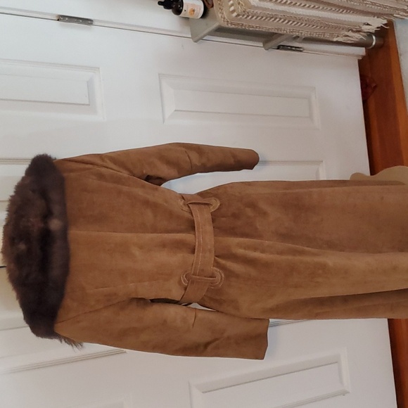 Foxy Brown vintage ultra suede padded lining faux fur collar coat - Picture 8 of 13